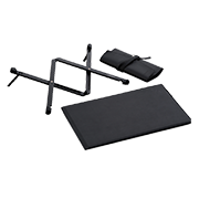 Black folding stand, black tablet sleeve, and black rolling case