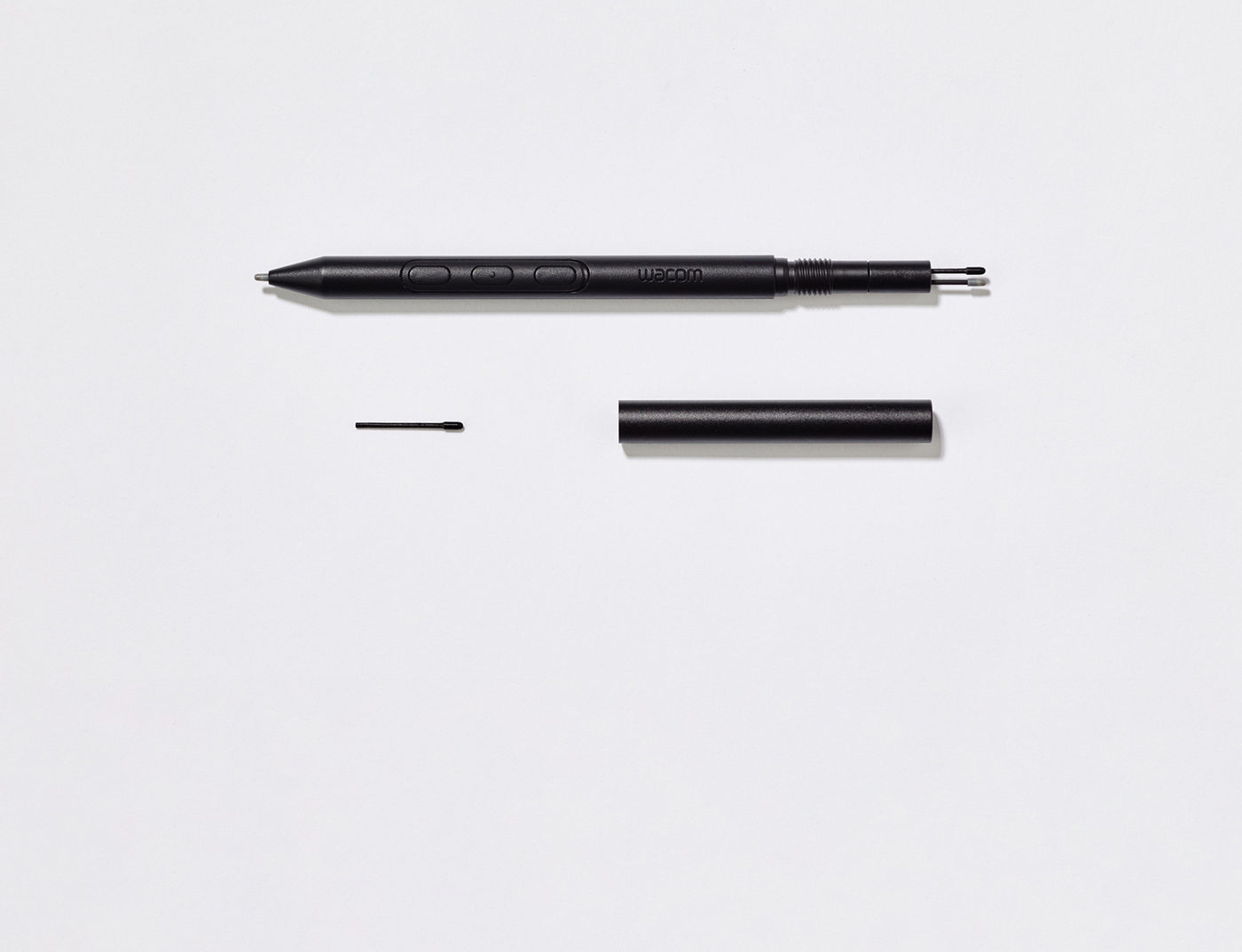 A Wacom pen stylus showcasing the built in Nib storage